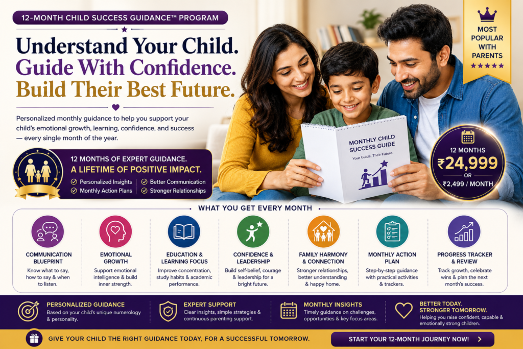 Every Child Is Different. Discover What Your Child Numerology Report Says 12-month child success guidance program